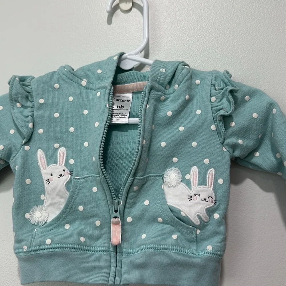 Polka dot bunny zip up jacket